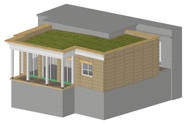 Plan 3d charpente bois extension