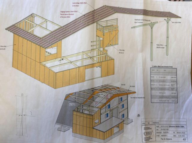 Plan conception extension bois charpente